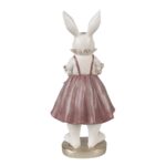 Figurina iepuras alb cu rochita roz, 12*10*27 cm - imagine 3