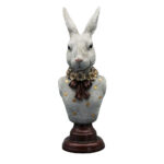 Figurina bust de iepuras, gri cu maro, 13*12*39