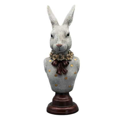 Figurina bust de iepuras, gri cu maro, 13*12*39