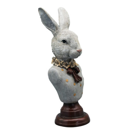 Figurina bust de iepuras, gri cu maro, 13*12*39