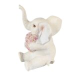 Figurina elefant cu inimioara din floricele, alb, 8*6*10 cm - imagine 2