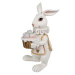 Figurina iepuras cu briose, alb, 8*7*14 cm - imagine 2