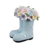 Figurina cizme pastelate cu buchet floral, albastru, 10*10*12 cm - imagine 2