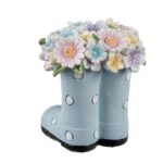 Figurina cizme pastelate cu buchet floral, albastru, 10*10*12 cm - imagine 3