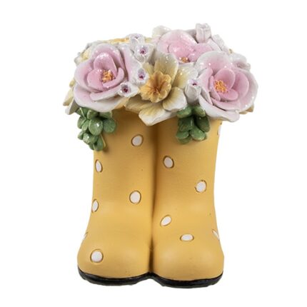 Figurina cizme pastelate cu buchet floral,