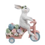 Figurina iepuras pe tricicleta, roz, 29*12*31 cm - imagine 3