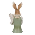 Figurina Bust de iepuras cu vaza, verde, 16*13*30 cm - imagine 3