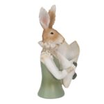Figurina Bust de iepuras cu vaza, verde, 16*13*30 cm - imagine 4