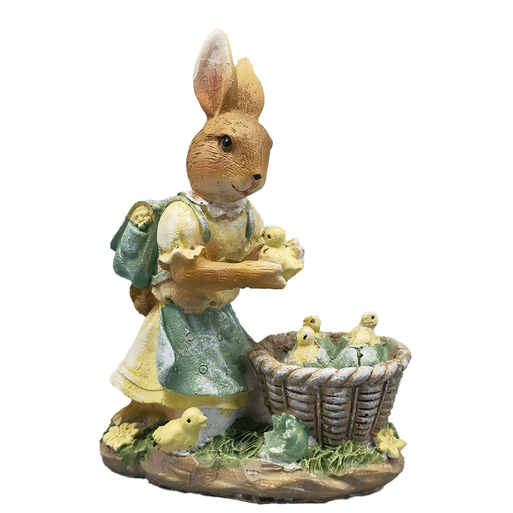 76-1 Figurina iepuras cu puisori, multicolor, 10*6*13 cm - imagine 1