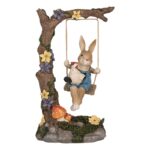 Figurina iepuras pe leagan, multicolor