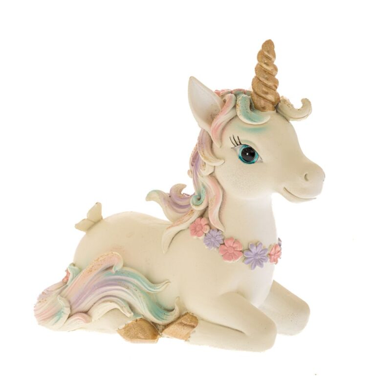 Figurina unicorn din polirasina alb