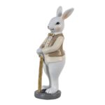 Figurina iepuras cu baston, alb cu bej , 5*5*15 cm - imagine 2