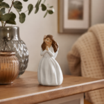 Figurina ingeras cu floare, alb, 10 cm - imagine 2