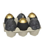 Set 6 lumanari in forma de ou, negru,