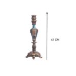 Suport de lumanare Papagal, maro cu albastru, 42 cm - imagine 5