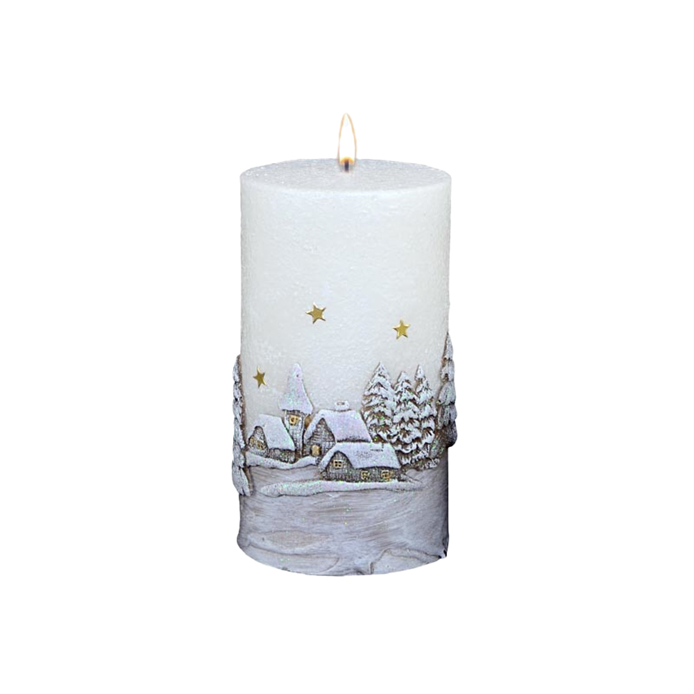 2266b Lumanare dioda Peisaj de iarna maro 11.5*7 cm