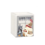 Felinar cubic din ceara Elf alb