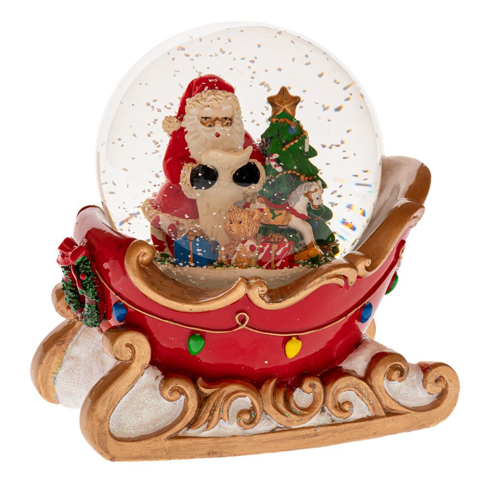 90523 Decoratiune Craciun Glob cu Mos Craciun pe sanie