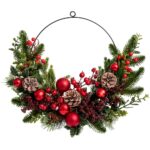 Decoratiune Craciun Coronita  cu globuri si conuri
