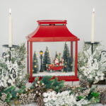 Felinar LED Mos Craciun cu masinuta, rosu cu verde, 30*16*36 cm - imagine 2