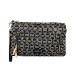 Geanta crossbody material textil si piele ecologica negru
