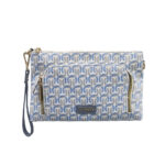 Geanta crossbody material textil si piele ecologica albastru