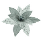 Decoratiune Craciun, Floare decorativa din catifea argintie, 30 cm