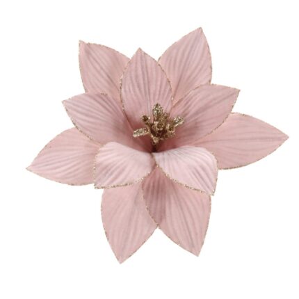 Floare din catifea roz cu glitter auriu