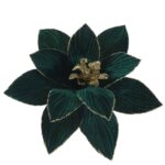 Floare din catifea verde cu glitter auriu