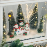 Decoratiune Craciun, Felinar LED cu oameni de zapada, alb,  30*16 cm - imagine 5