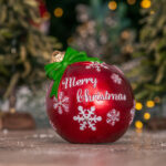 Decoratiune Craciun, Glob Merry Christmas LED, rosu, 12*13 cm - imagine 3
