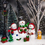 Decoratiune Craciun, Felinar LED cu oameni de zapada, alb,  30*16 cm - imagine 4