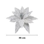 Decoratiune Craciun, Floare decorativa din catifea alba, cu glitter 46 cm - imagine 5