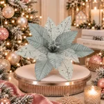 Set 24 Floari din catifea argintie, 30 cm - imagine 2