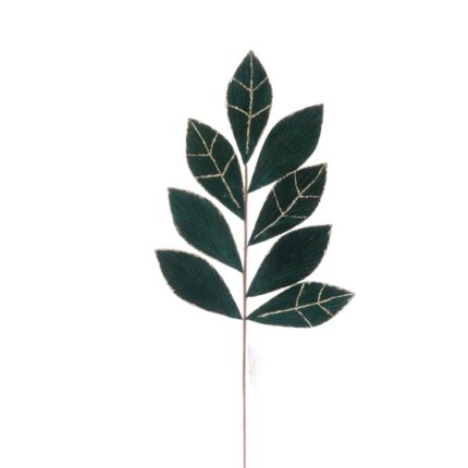 Crenguta deocrativa din material textil verde cu glitter