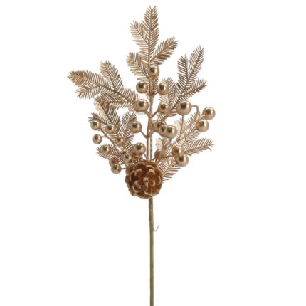 Crenguta decorativa aurie cu con