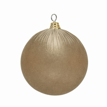 Decoratiune Craciun, Glob din catifea bej 12 cm