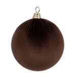 Decoratiune Craciun, Glob din catifea maro 20 cm