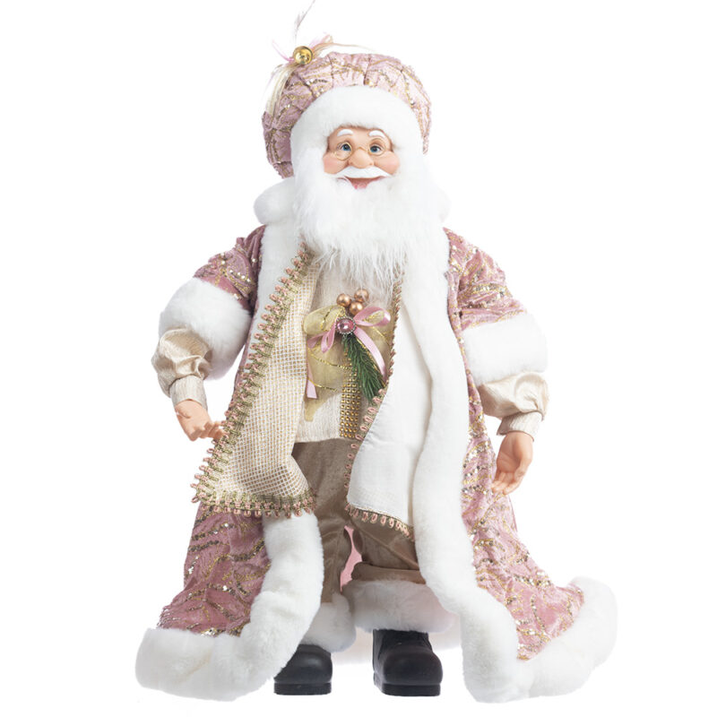 Decoratiune Craciun Mos Craciun roz, 60 cm