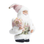 Decoratiune Craciun, Mos Craciun muzical roz, mecanism cu arc, 35 cm - imagine 3