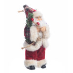 Decoratiune Craciun, Mos Craciun de agatat in brad, rosu, 20cm - imagine 3