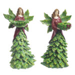 Decoratiune Craciun, Suport lumanare Zana, verde cu rosu, 27 cm - imagine 3