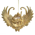 Decoratiune Craciun, Aripi de agatat cu Scena Nasterii, auriu, 14.9*4.2*11.5 cm