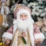 Decoratiune Craciun Mos Craciun roz, 60 cm - imagine 2