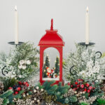 Decoratiune Craciun, Felinar LED cu Mos Craciun, rosu, 14*14*32 cm - imagine 2