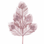 Decoratiune Craciun, Crenguta pene de paun roz, 55 cm