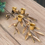 Decoratiune Craciun, Suport pentru lumanari Crenguta de maslin, auriu, 31*17*8 cm - imagine 4