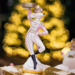 Decoratiune Craciun, Soricel cu suport pentru lumanare, roz cu auriu, 11*8.5*25 cm - imagine 3
