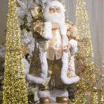 Decoratiune Craciun, Mos Craciun auriu, 90 cm - imagine 3