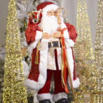 Decoratiune Craciun, Mos Craciun rosu, 90 cm - imagine 3